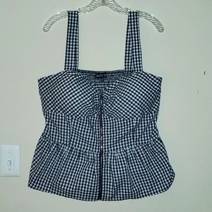 Haute Fox 3X Black Gingham Peplum Top
